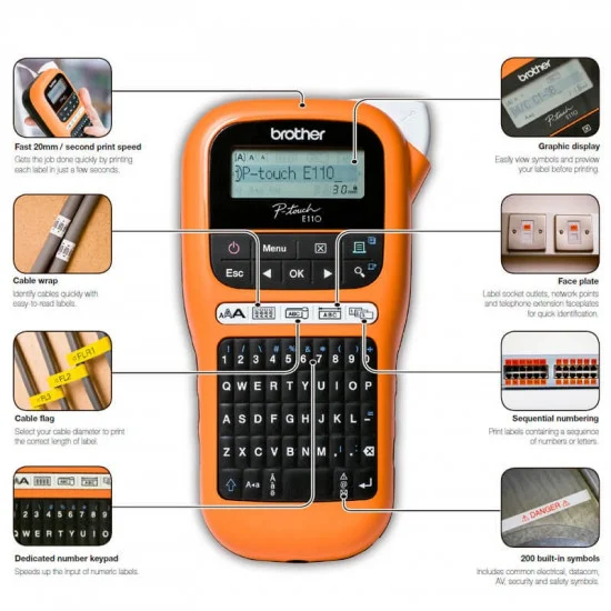 Brother PTE110 Hand Held Label Printer